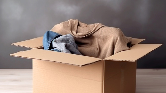 ダンボールに衣類が入っているイメージ画像