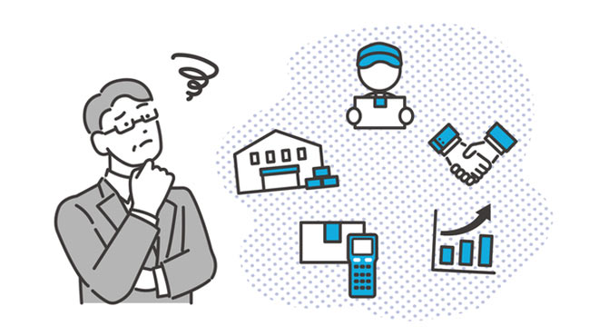 メタバース空間にてショッピングしている女性のイラスト画像