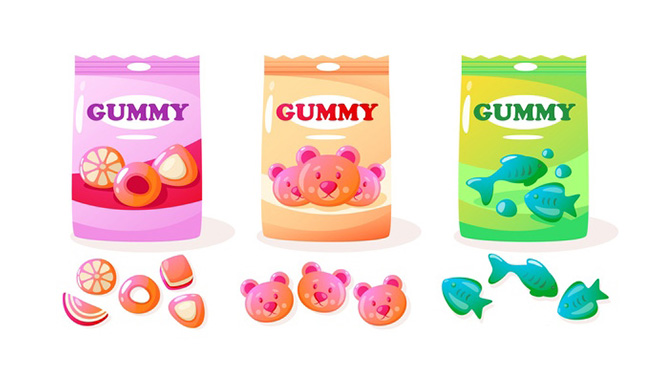 グミやキャンディなどのサンプル食品のイメージ画像