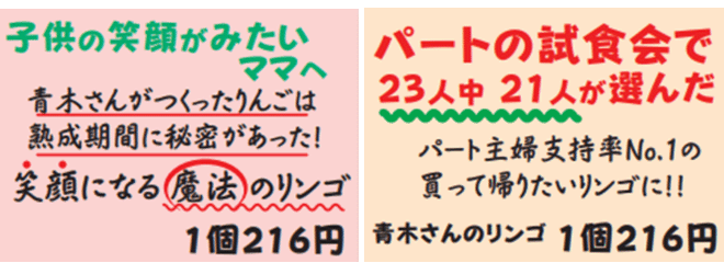 図4 「りんご」を例にしたPOPの具体例が書かれているイメージ画像