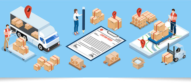 荷物配送システムのイラストイメージ画像