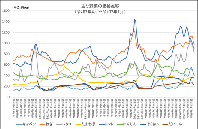 主な野菜の価格推移