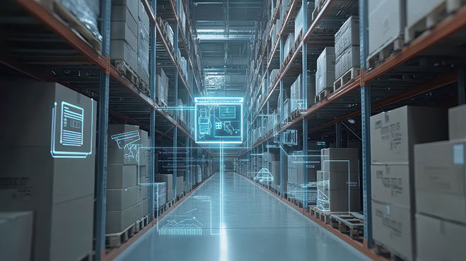 物流倉庫での棚卸業務と在庫管理を効率化するRFIDソリューションのイメージ