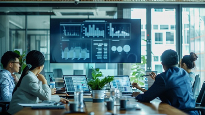 1つのラインで試験導入の結果を確認する担当者たち