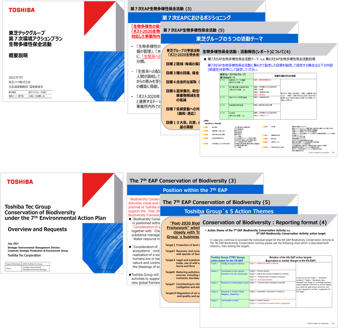 東芝テックグループ生物多様性保全活動実施ガイドライン Toshiba Tec Group biodiversity conservation activity gudeline