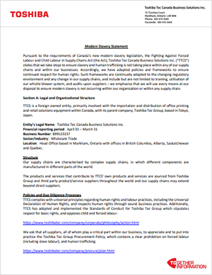 Modern Slavery Statement（カナダ現法声明）