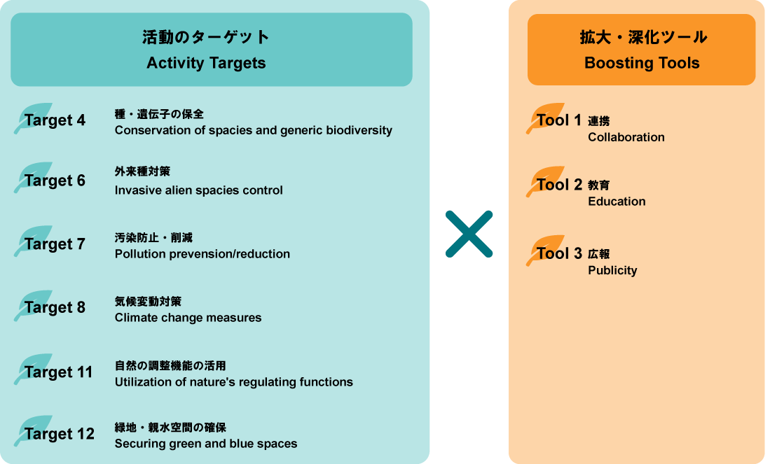 対象となる活動のターゲットおよび拡大・深化ツール