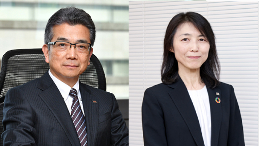 代表取締役社長 錦織 弘信、サステナビリティ推進責任者 梶原 真理子の写真