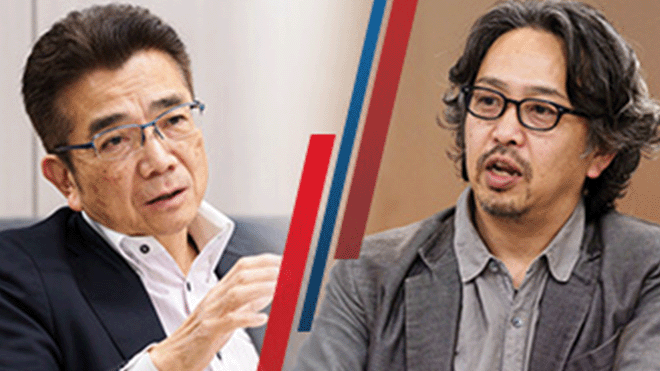 代表取締役社長 錦織弘信氏とCVC室長 鳥井敦氏の対談のイメージ画像