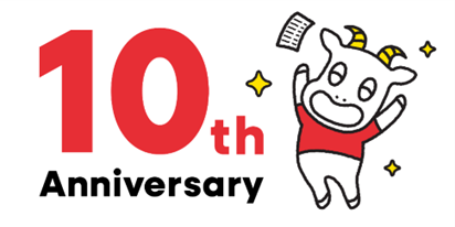 10th Anniversary喜ぶキャラクターイラスト