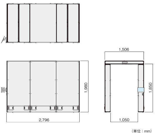 ウォークスルー型 WG-1900 寸法図