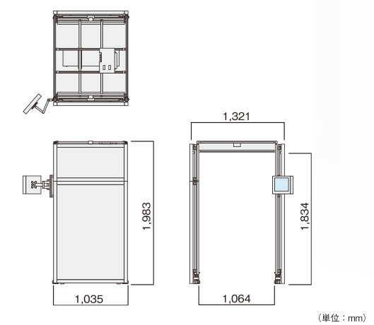 ウォークスルー型 WG-900 寸法図