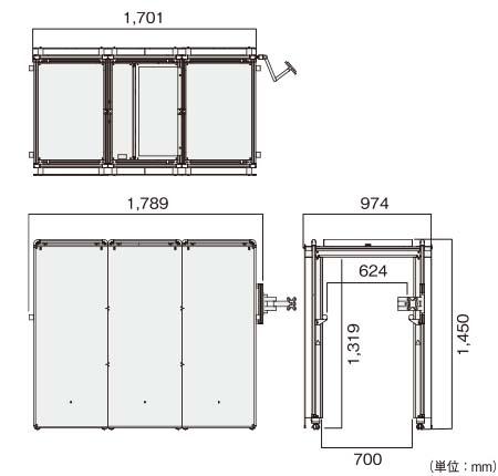 手動搬送型 TG-900 寸法図