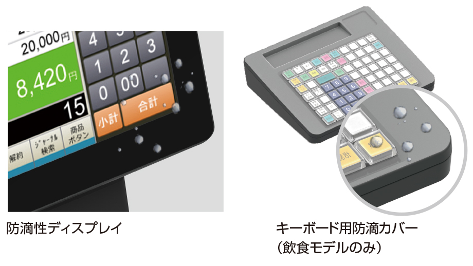 防滴性ディスプレイとキーボード用防滴カバーのイメージ画像