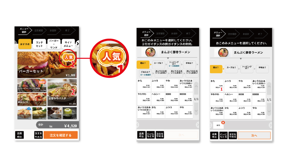 メニューを自在に訴求、お店独自のサービスにも対応のイメージ画像