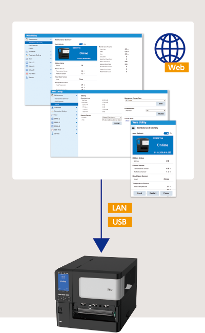 遠隔設定できるWeb Printer機能のイメージ