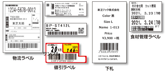 バーコードプリンタ用ラベルのイメージ図