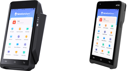 Newland NPT製決済端末「N750P」(左:据置型)と「N750」(右:モバイル型)のイメージ図