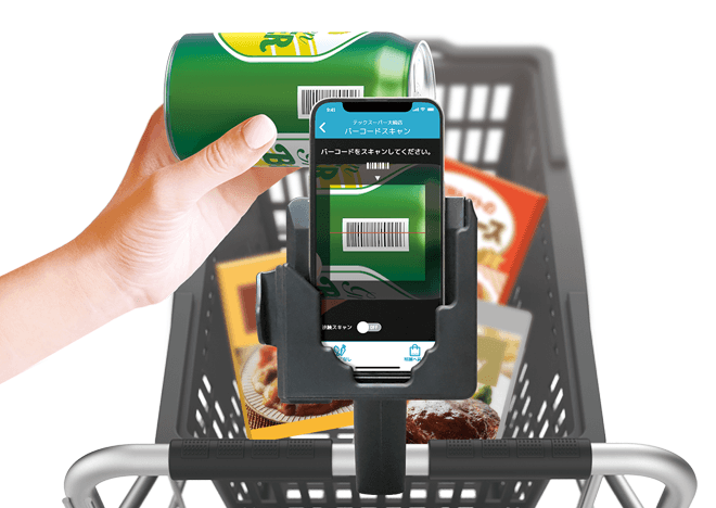 スマートフォンとバーコードの画像