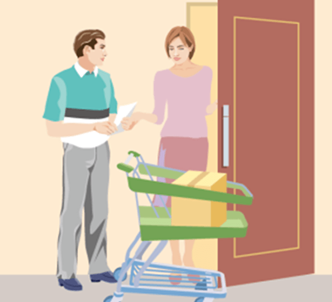 購入した商品が自宅に郵送されているイメージの画像