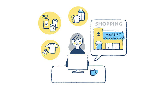 ネットスーパーを利用しているイメージイラスト画像