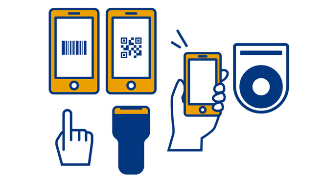 スマホで電子マネーやQR決済を行っているイメージ画像