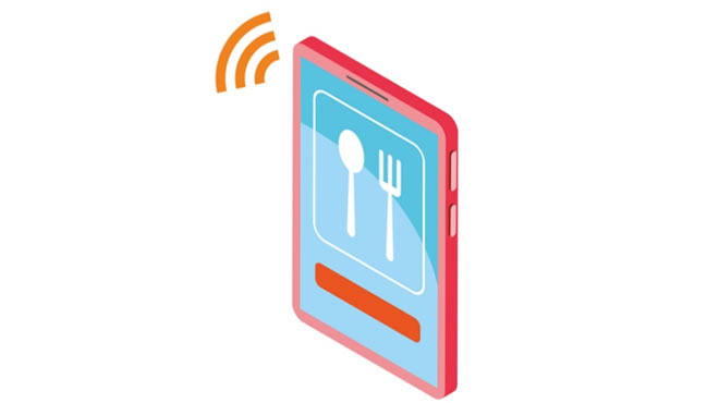 スマートフォンでモバイルオーダーをするイメージイラスト画像