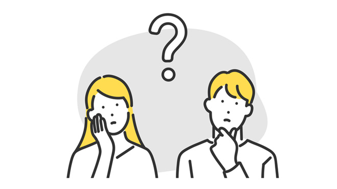 考えてる男女のイラストのイメージ画像