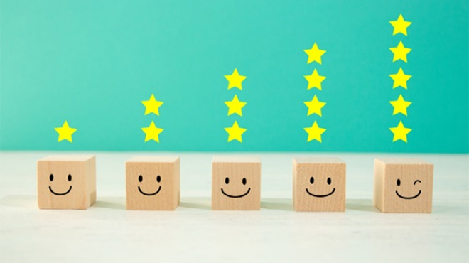 一つ星から五つ星まで並んでいるイメージ画像