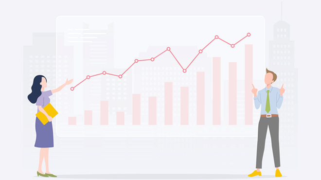 右肩上がりのグラフのイメージ画像