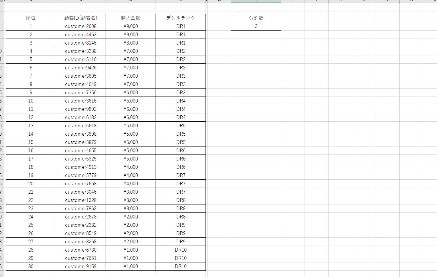 エクセルのスクリーンショット