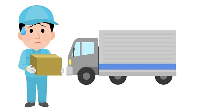 困った顔をするトラック運転手のイラスト画像