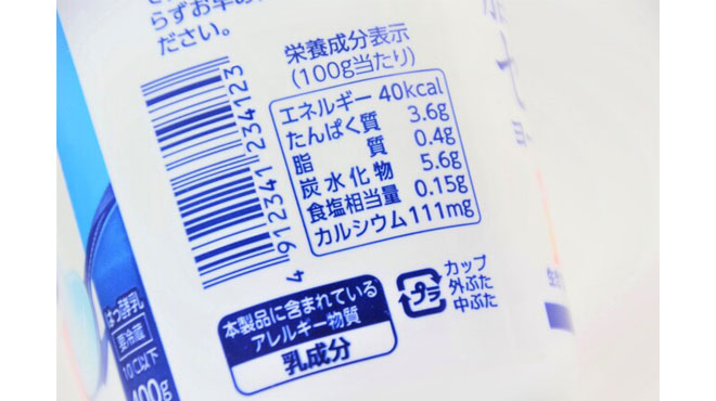 包装前面栄養表示のイメージ