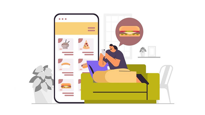 ファストフードをネット注文する人のイメージ画像