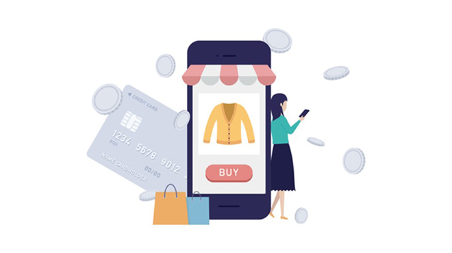 ECサイトを表示しているスマートフォンのイメージ画像