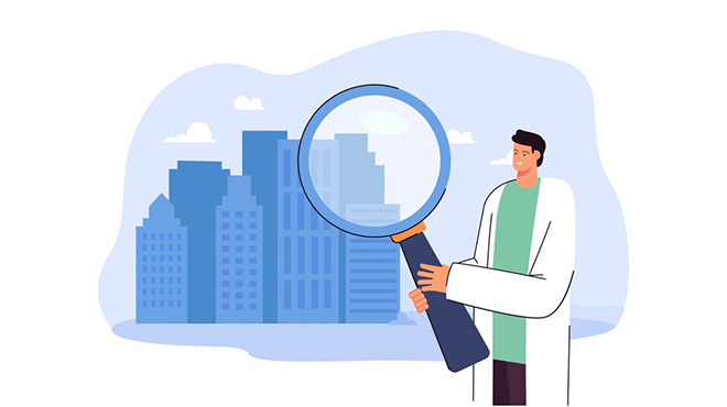 企業の事例を虫眼鏡で覗くイメージ画像