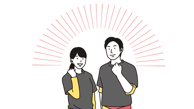 ガッツボーズをする店員のイメージ画像