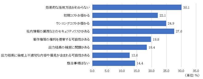 日本における生成AI導入に際しての懸念事項のイメージ画像