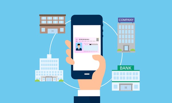 スマートフォンを中心に企業や銀行のサービスが連携するDXのイメージ画像