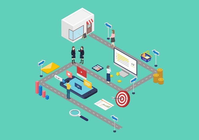 マーケティング施策や業務プロセスを示したイメージ画像