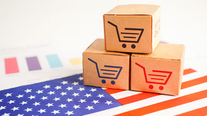 米国のオンラインショッピングのイメージ画像